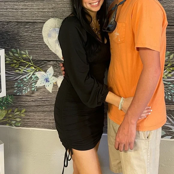 Black Runched Tie Dress - Picture 1 of 2